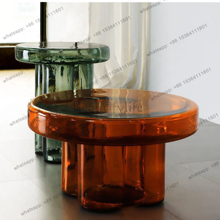 LS creative art tall and short combination round petals light luxury tempered glass sofa edge several small apartments