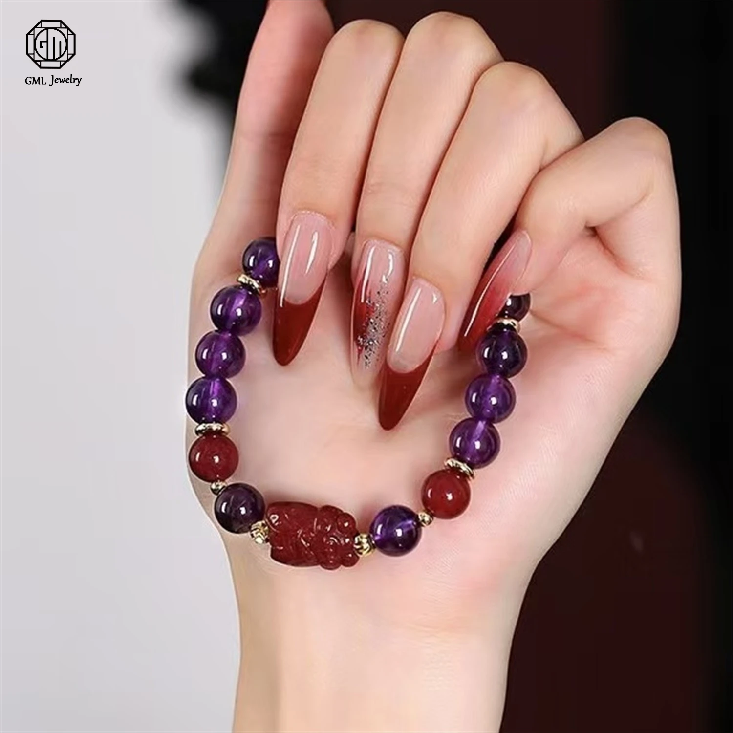 Natural Amethyst Crystal Beaded Bracelet Women Best Friend Girlfriend Gift Purple Gemstone Healing Jewelry Ladie bracelet Gift