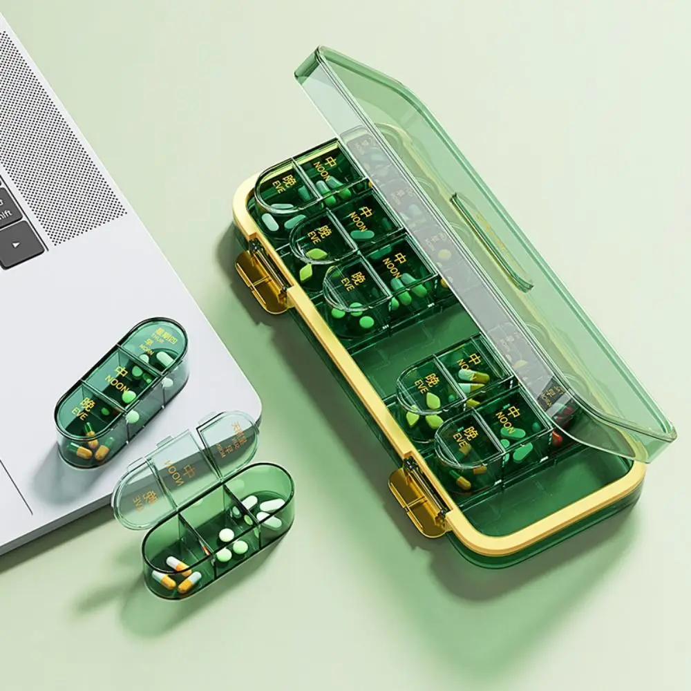 

Портативный еженедельный органайзер для таблеток с визуальным контролем, большой емкости, на 3 приема в день, влагонепроницаемый, герметичный, на семь дней, для использования на улице