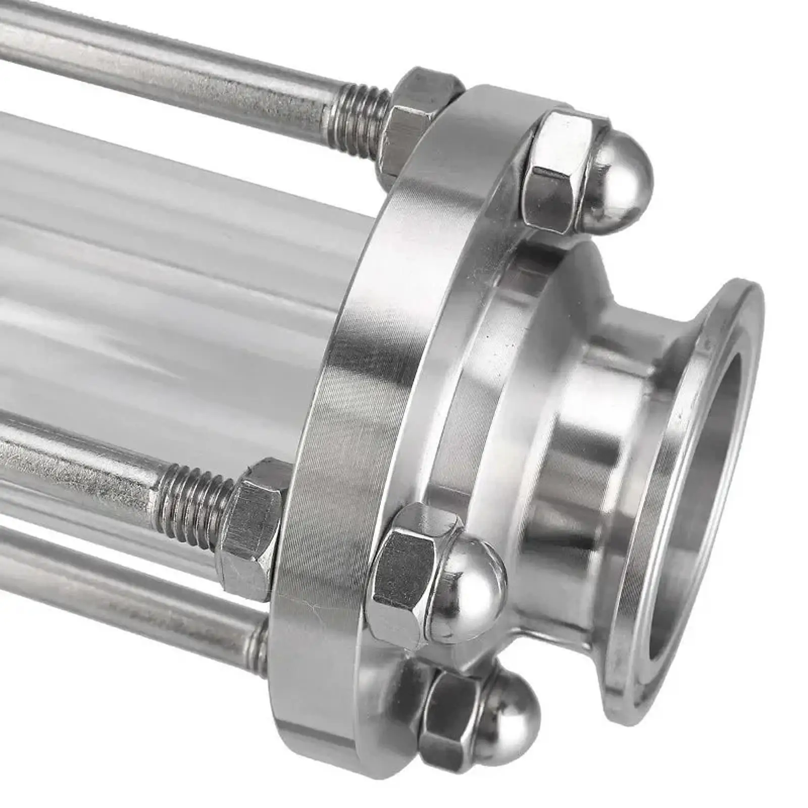 In-line Glass Clamp Flow Indicator Stainless Steel Quick Install Sightglass Tube for Dairy Beverage Cosmetics