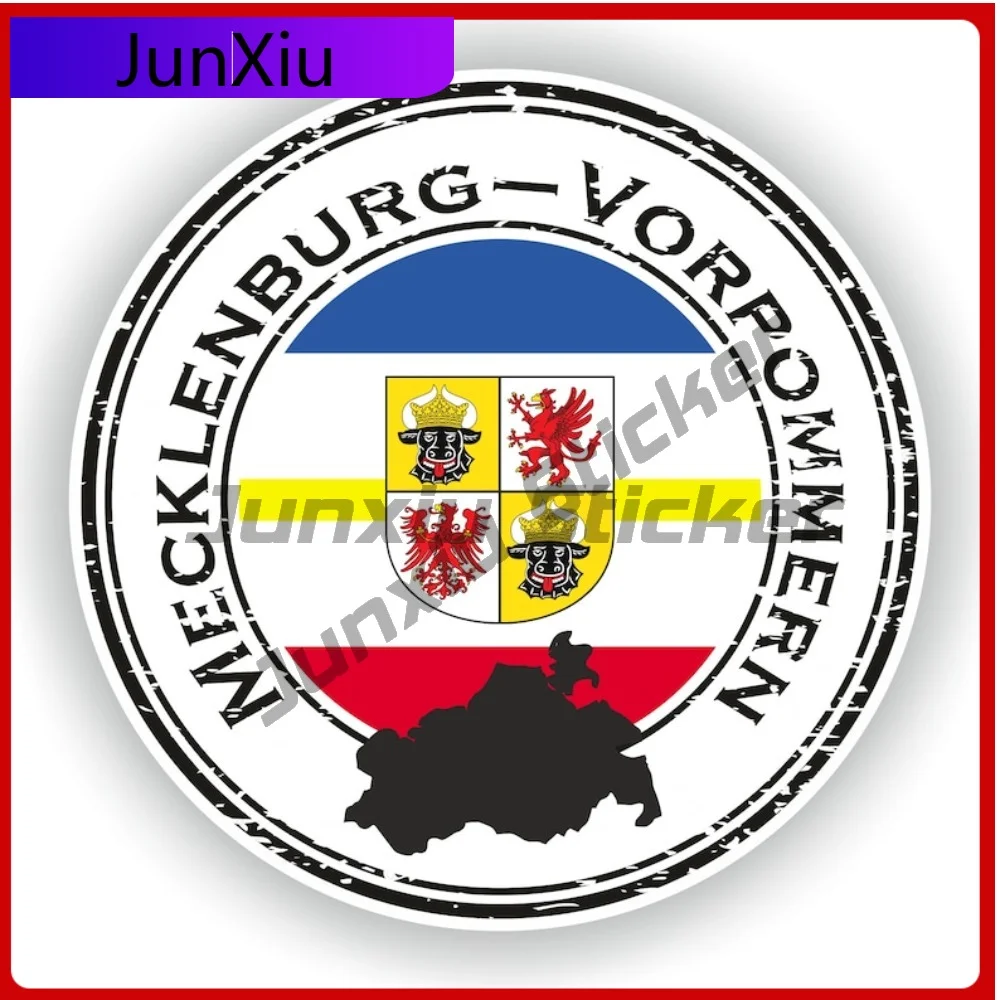 

Mecklenburg–Vorpommern Germany Seal Sticker Round Flag Vinyl Decal Waterproof Exterior Decoration for SUV Window Motorcycle