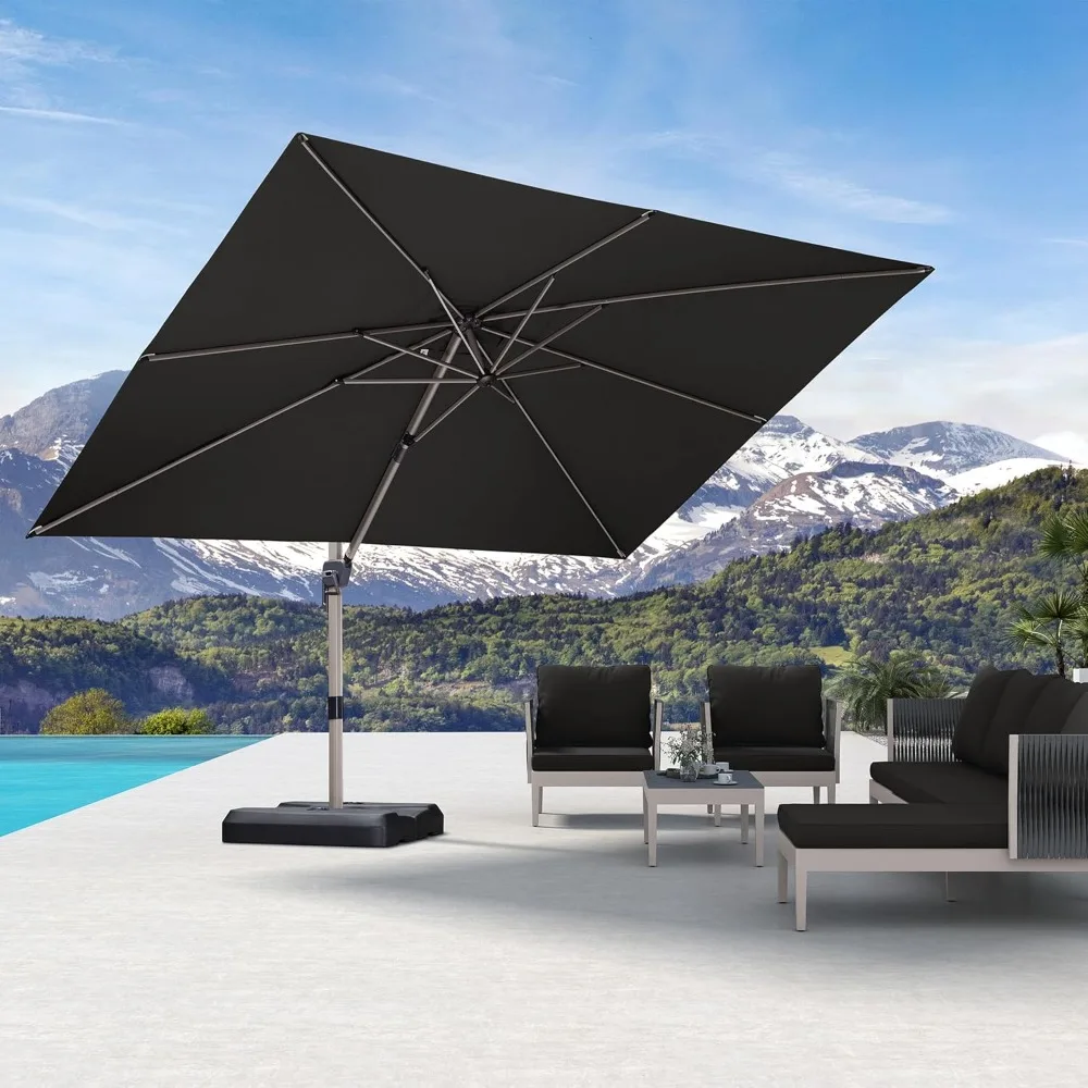 9' X 11.5' Patio Umbrella, Large Rectangular Cantilever Umbrella for Outdoor Patio, Adjustable Offset Hanging Umbrella for Pool