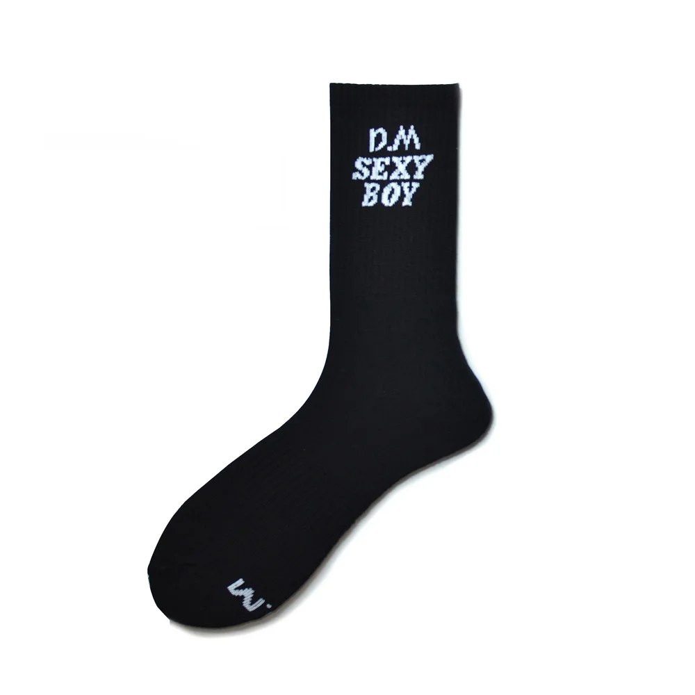 Alphabet Sports Socks Wool Wicking SEXY Cotton Midtube Socks Black and White Socks SEXY BOY