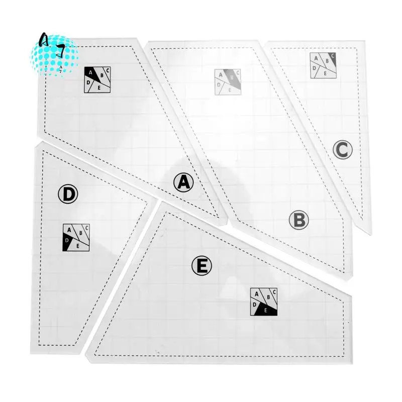 

A07F-5Pcs Creative Quilting Cutting Template Grids Crazier Eights Template Quilt Ruler Set Quilting Cutting Templates Acrylic