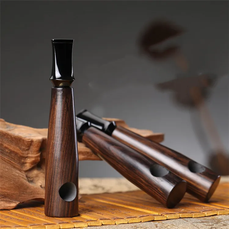 1pc Ebony Wood Pipe Smoking Pipes Portable Smoking Pipe Herb Tobacco Pipes Grinder Smoke Gifts Black/Coffee