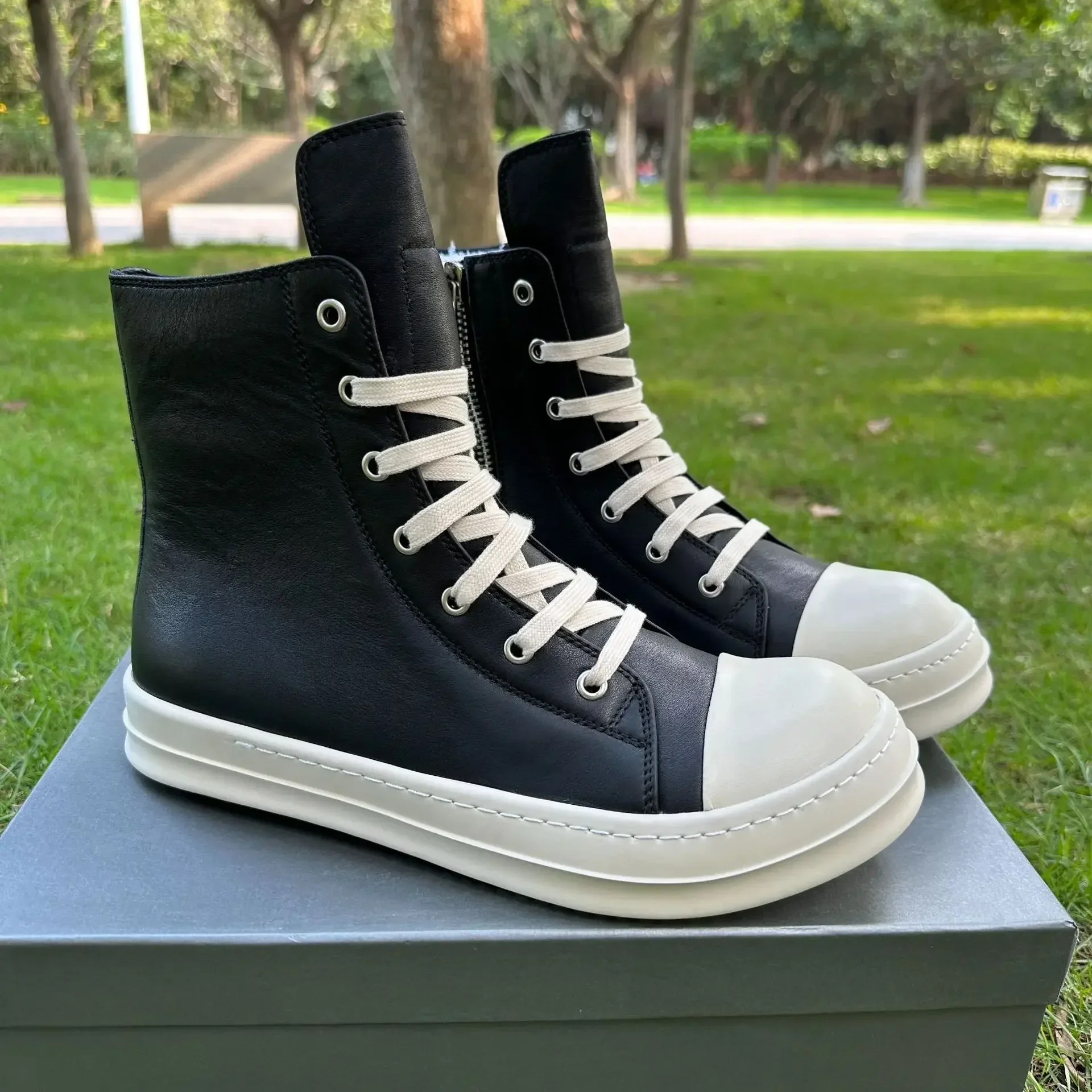 Ro Damen Stiefel Schuhe Sommer neue große Mode lässig vielseitige Paare dicke Sohle High Top Echt leder Board Schuhe