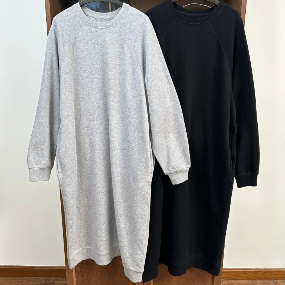 

Кашемировое хлопковое платье-свитшот с круглым вырезом для женщин