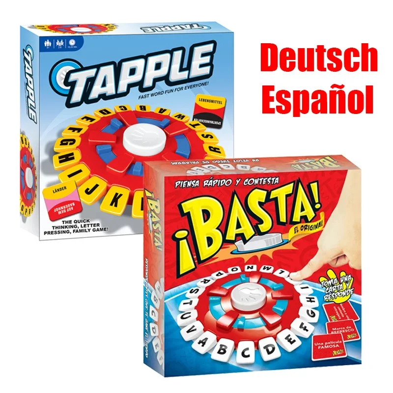 BASTA THINK WORDS Spanish and German Tapple Family Board Game - Educational Party Game for Kids and Adults - Race Against Time