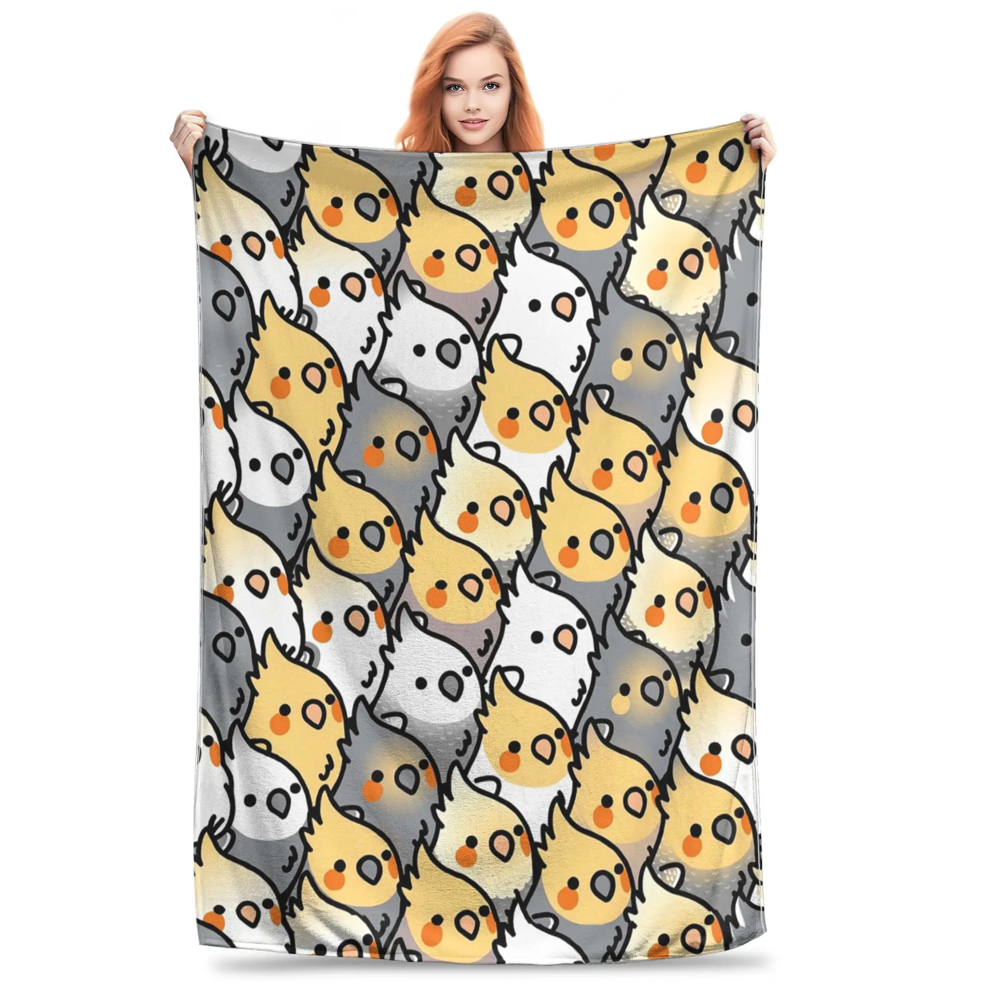 Chubby Cockatiel Party Blankets Soft Warm Flannel Throw Blanket Bedding for Bed Living room Picnic Travel Home Sofa