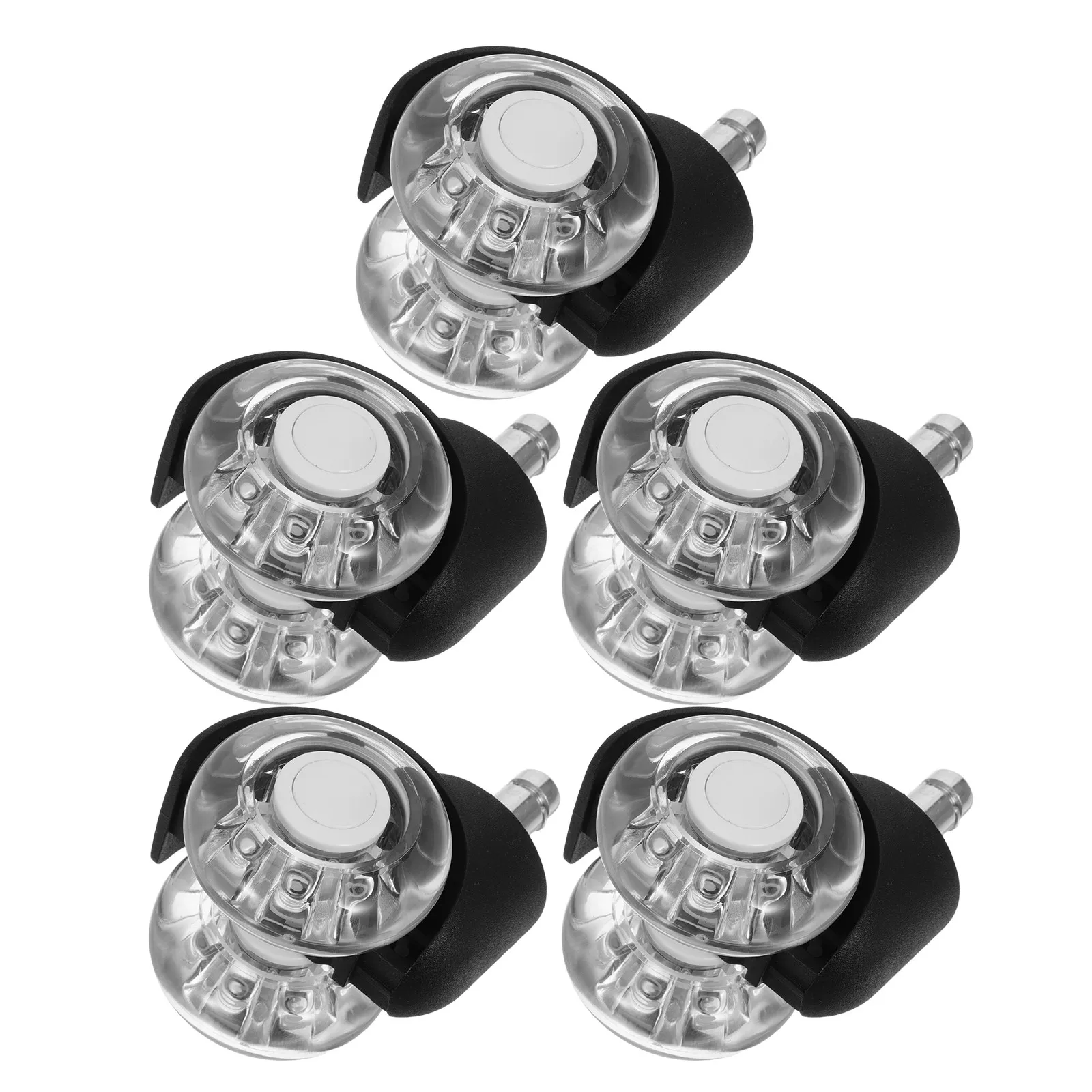 5 Pcs 360 Degree Rotatable Rollers Caster Wheels for Office Chair Insert Swivel Stem Casters with Computer Gaming Desk Clear