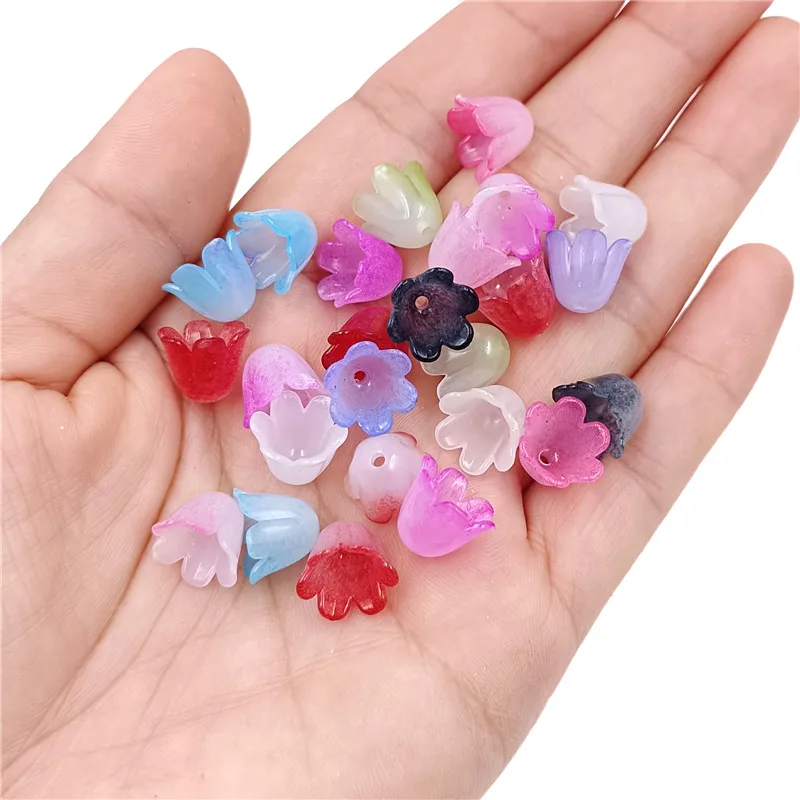 20Pcs Acrylic Pendants DIY Jewelry Accessories Creative Flower Bell Orchids Beads Color Matching Fashion Receptacle Material