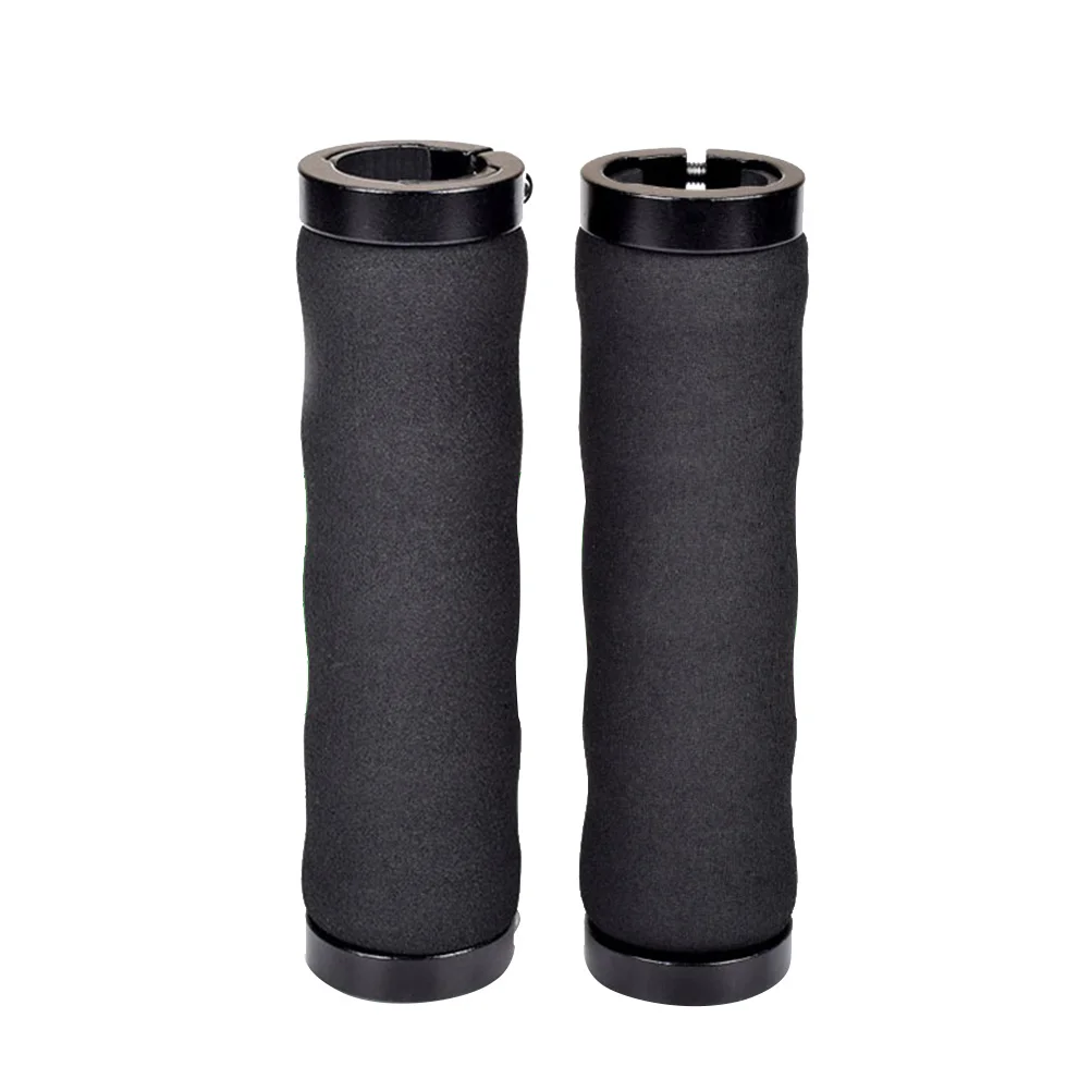 

A Pair of Black Bike Handlebar Grips Non Slip Foam Double Side Aluminum Alloy Lock Ergonomic Comfortable Bike Handlebar