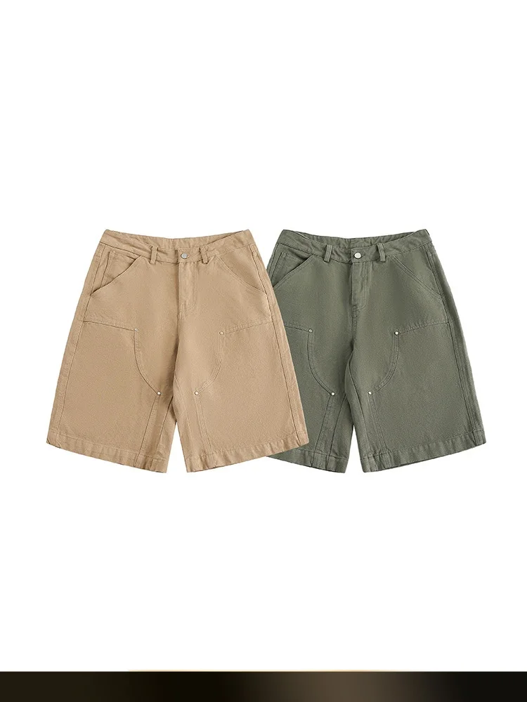 

American Sle Casual Pure Color Straight Leg ort Pants Men Summer Loose Sports Beach Leisure Seven-Foot Pants Workwear