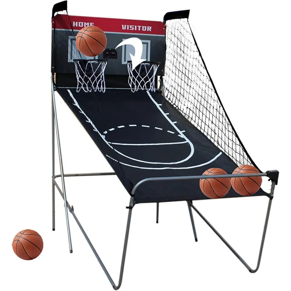 Basketball Machine Portable Arcade Basketball Game Basketball Hoop 4 Small Basketballs & Pump 8 Game Settings Indoor/outdoor Use