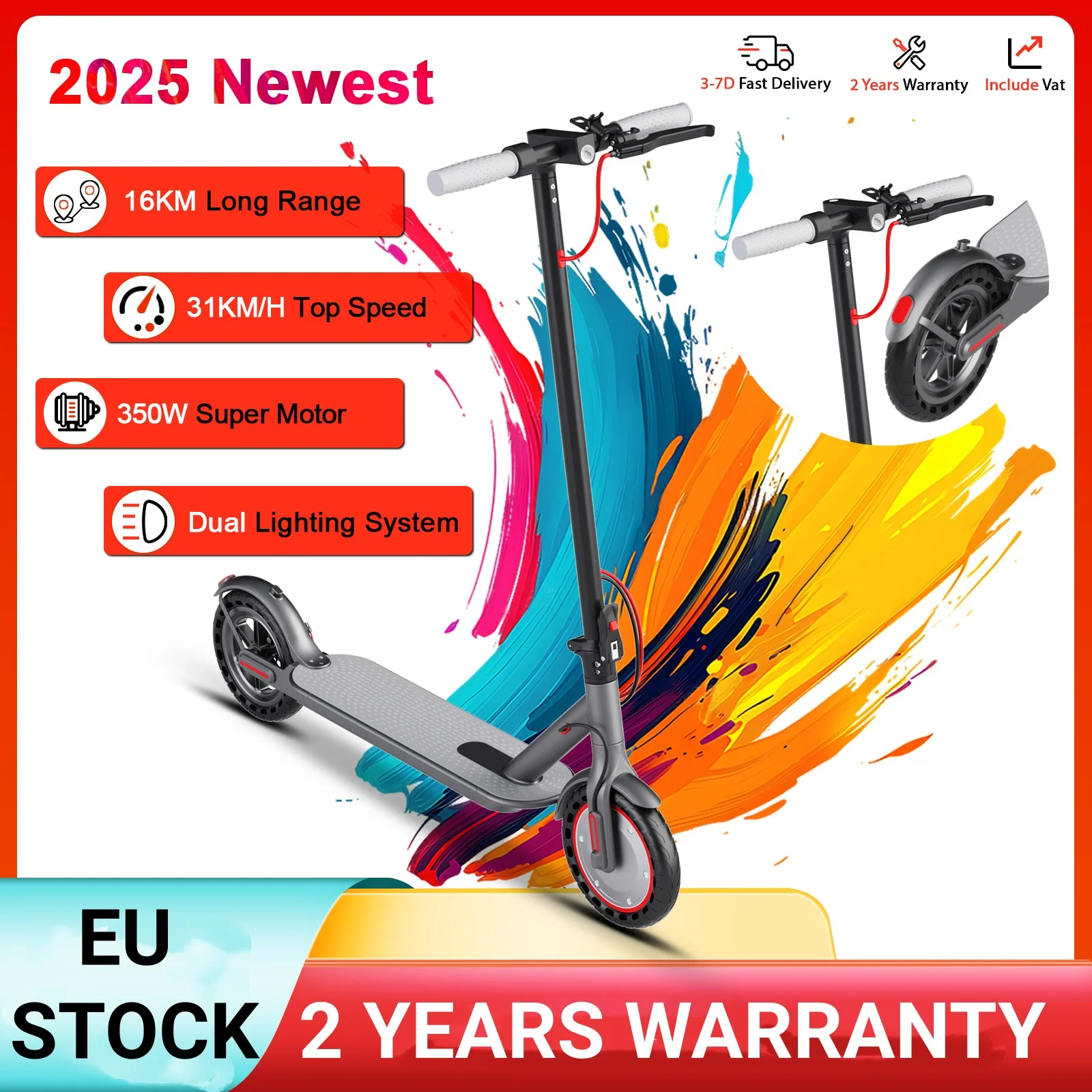 NUOVO Design 2026 AOVOPRO Monopattino Elettrico 31KM/H 350W ad Alte Prestazioni Portatile con Pneumatici Antiscivolo da 8.5 Autonomia 5-35KM