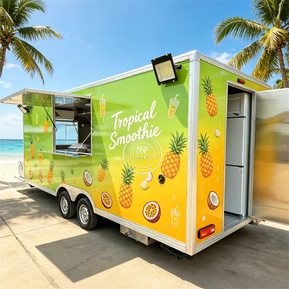 

Caravan Food Trailer Restaurant Snack BBQ Ice Cream Cart Concession Mobile Food Truck Cart Fully Equipped