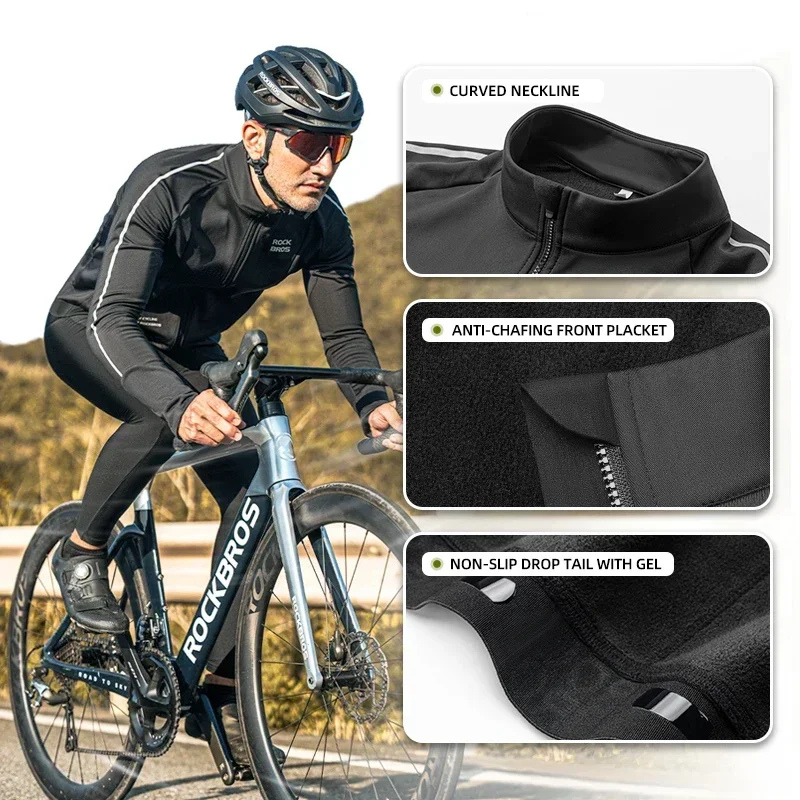 ROCKBROS Fleece Cycling Jersey inverno manica lunga MTB Viking abbigliamento autunno Mountain Road bicicletta Top Jacket abbigliamento antivento