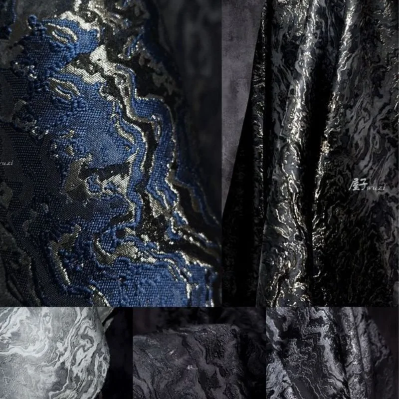 Double sided lava rock ripple jacket Hanfu jacquard fabric head designer DIY fabric