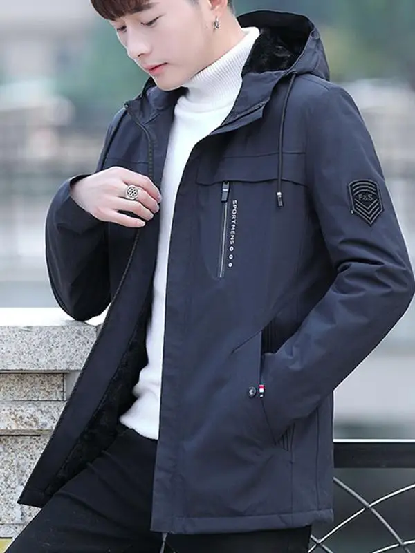 

Мужская повседневная рабочая одежда Thiened Jaet на подкладке Fce, осень-зима-весна, модное ветрозащитное пальто с капюшоном на молнии