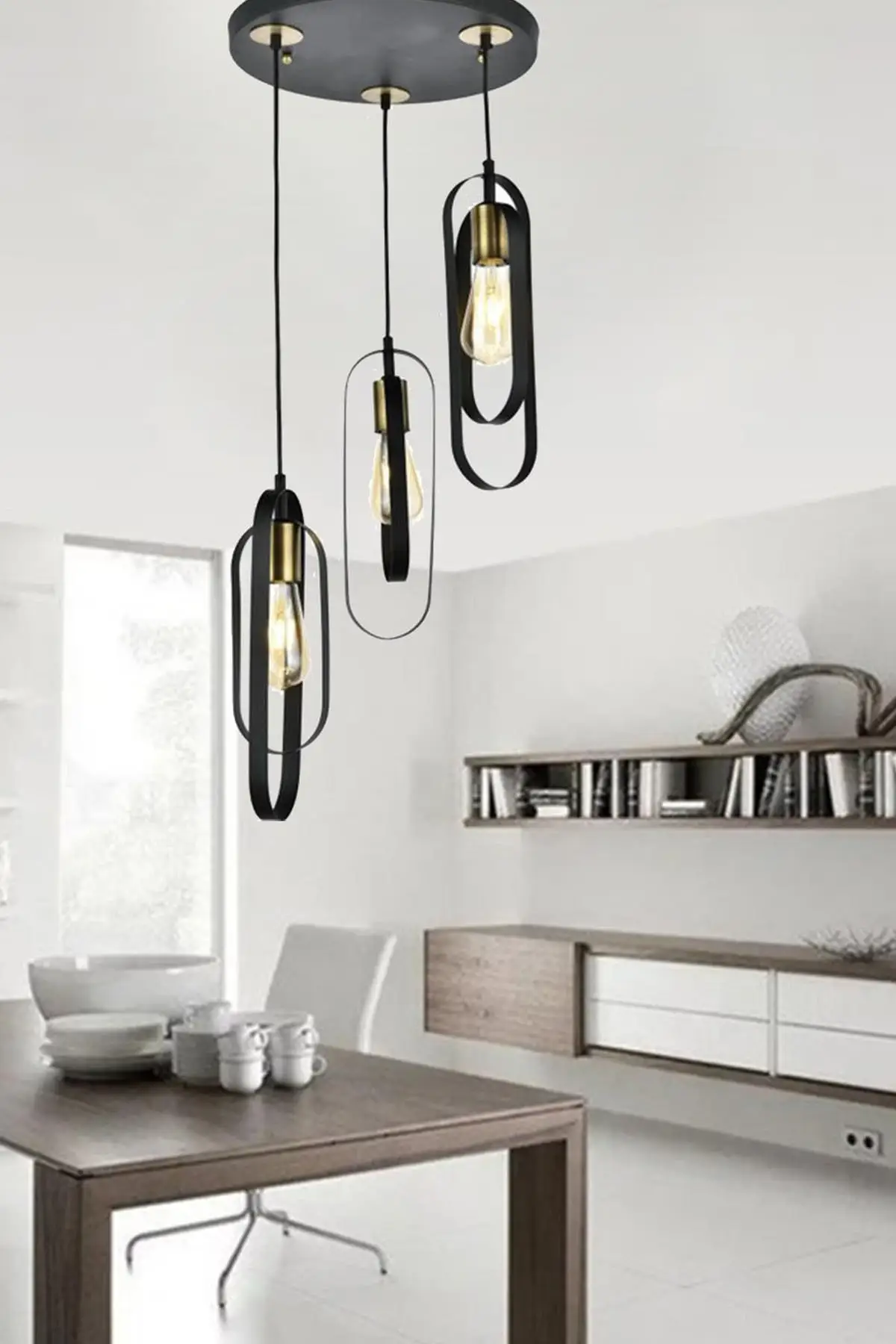 

DOLBOVI cocoon 3 round black Modern young room kitchen Retro living room pendant chandelier