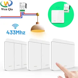 Wireless Smart Light Switch 433Mhz Wall Panel Remote Control Transmitter Switch Mini Relay Receiver 110V 220V 2200W For Lamp Fan