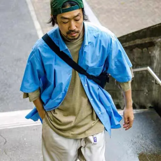 

Свободная повседневная рубашка с коротким рукавом в стиле ретро для активного отдыха, модная, японский стиль NANA, из смесового хлопка