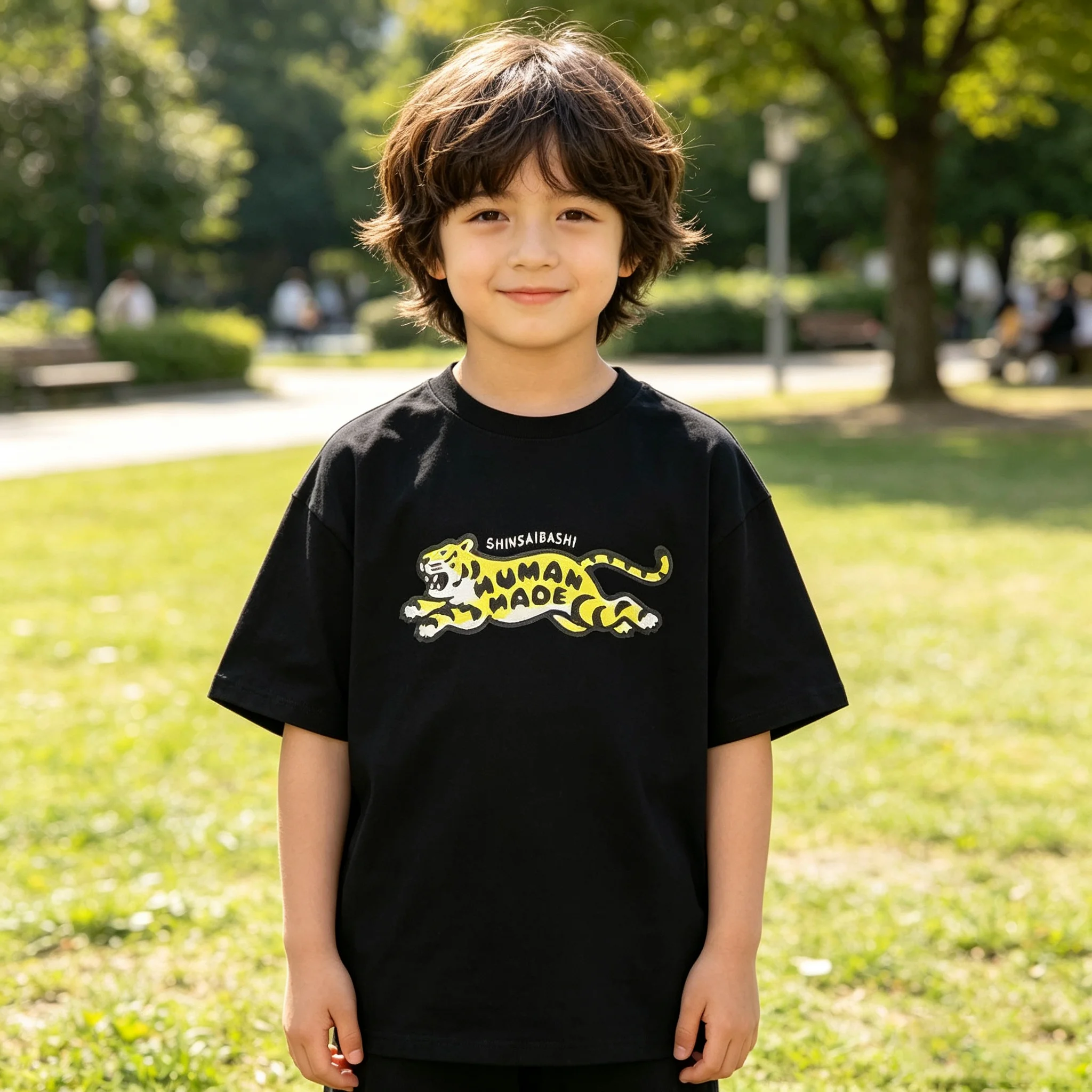 Kids T-Shirt Multiple Sizes 2D Graphic Print Human Made Apgujeong Leopard Store Opening Limited Cotton Unisex Casual Streetwear