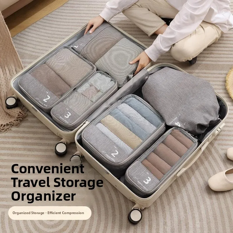 トラベルオーガナイザーセット-荷物収納バッグ-衣類整理用サブパッキングバッグ-出張や個人使用に最適-pp素材