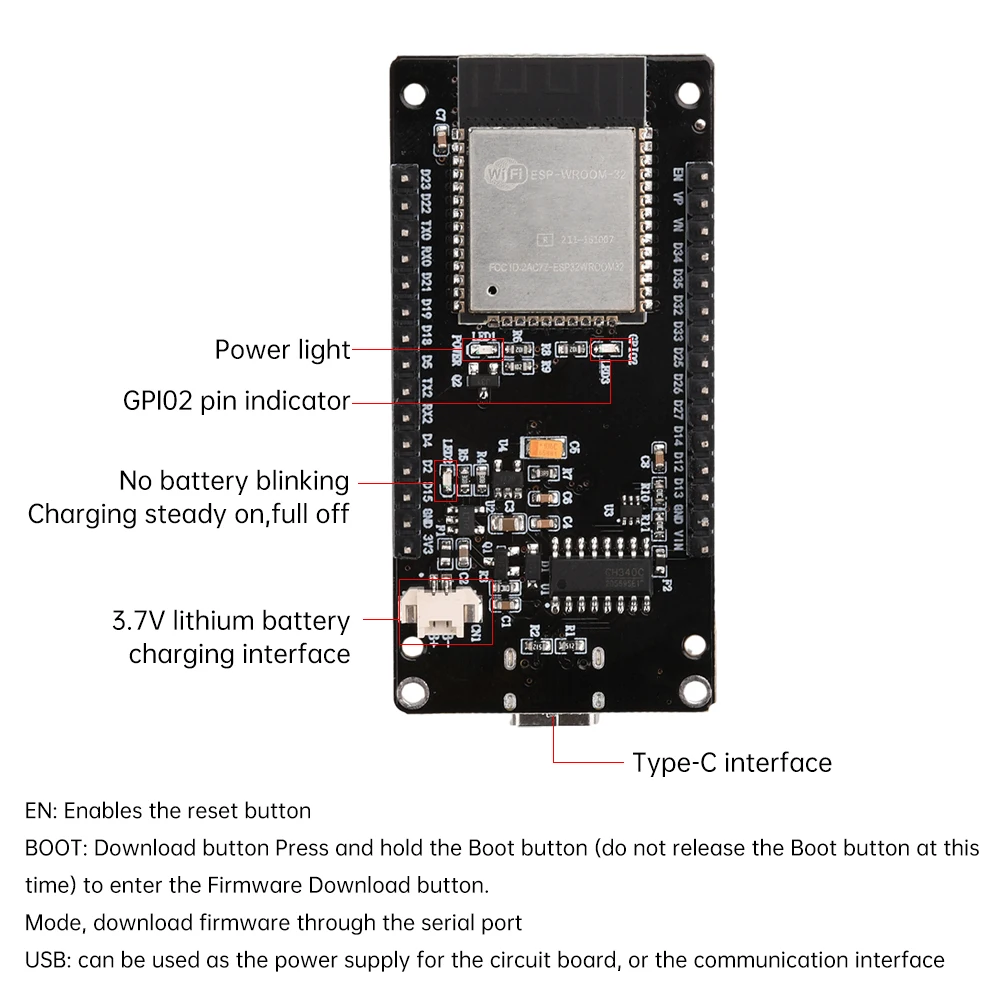 ESP32-WROOM-32 2.4G Wifi BT Development Board With 1.9/1.4 Inch LCD Screen Smart Furniture Accessories