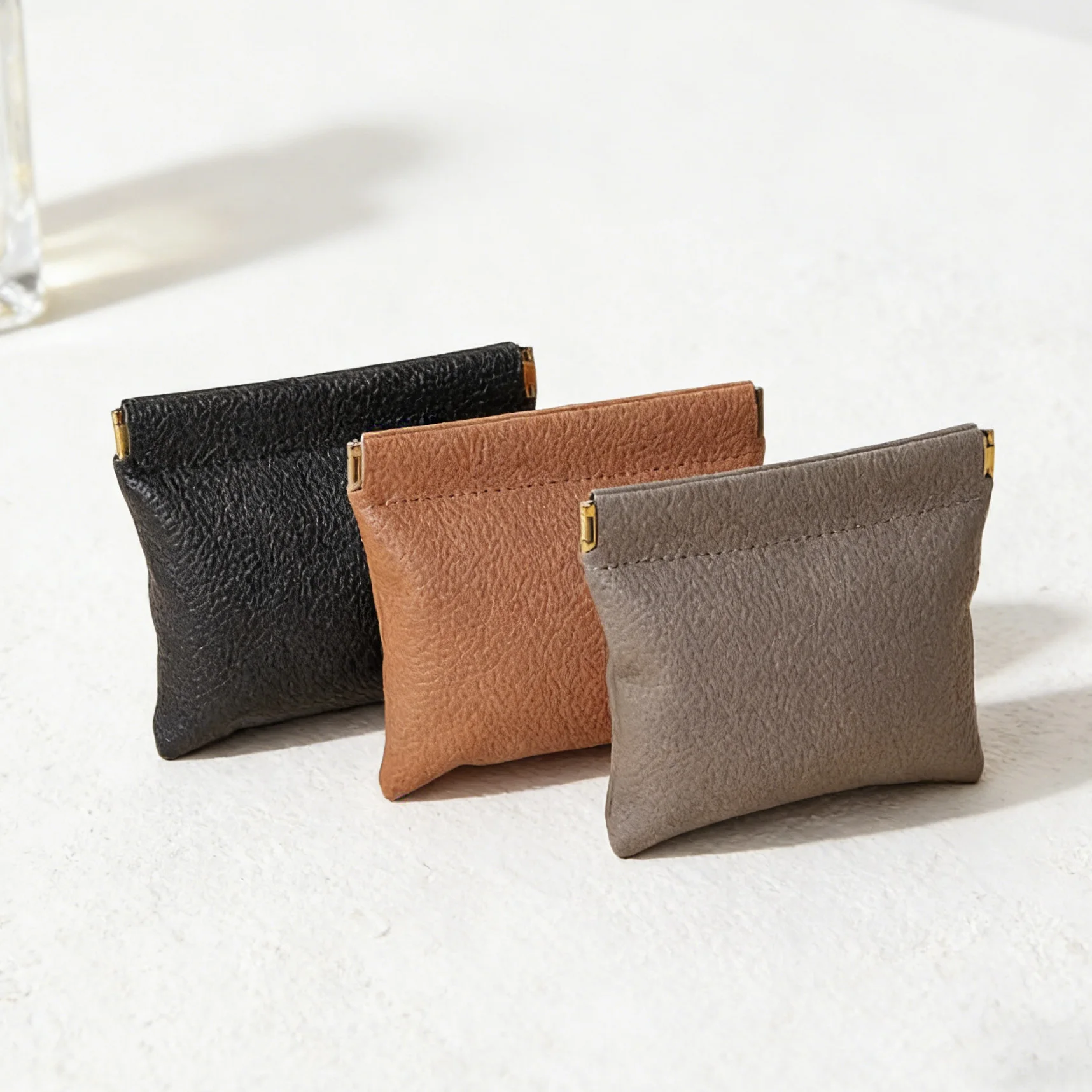 BUYLEMO Litchi Grain Snap Closure PU Leather Storage Pouch, Portable Cosmetic Coin Bag image 3