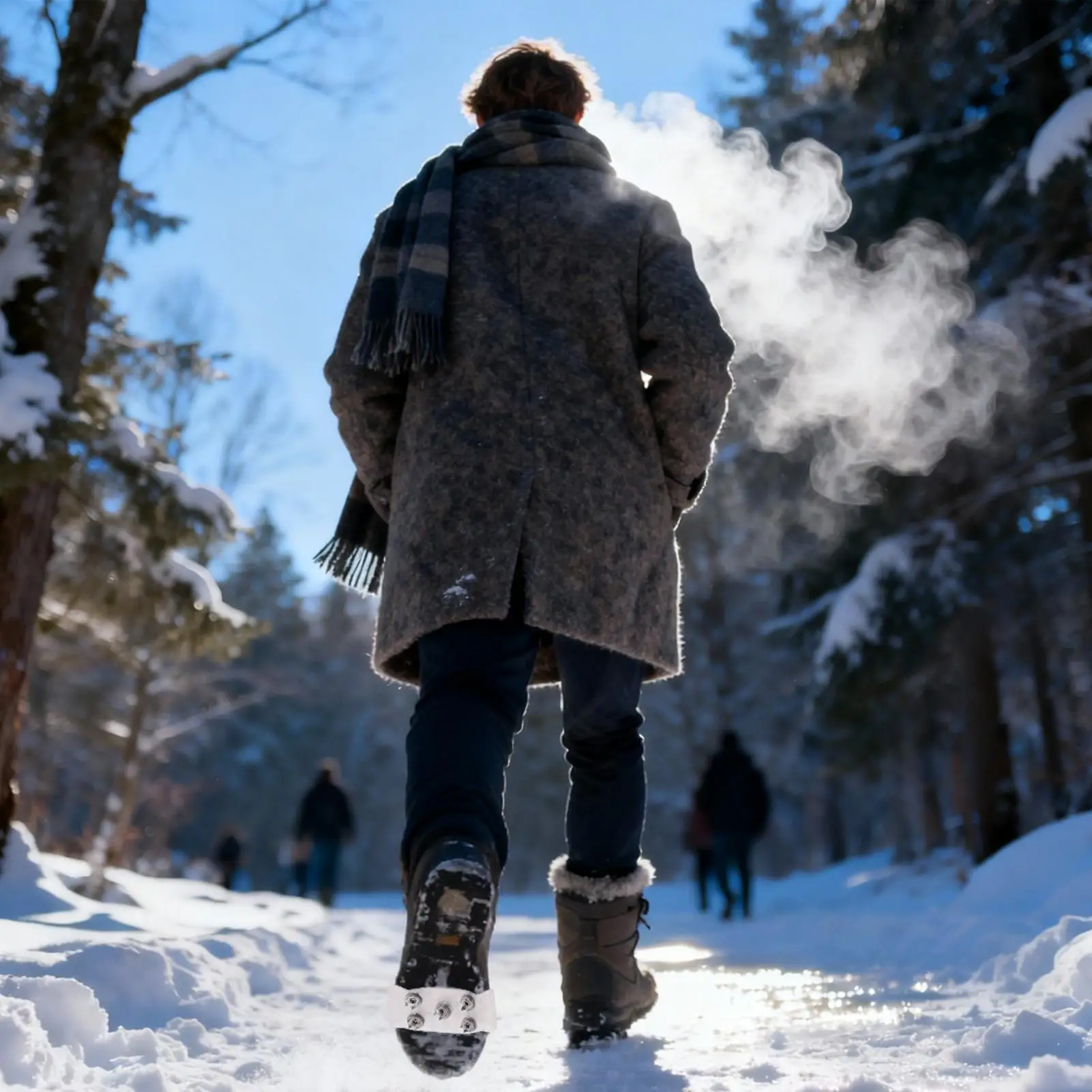 مقابض ثلج مكونة من 5 أسنان للأحذية، مرابط جر مضادة للانزلاق للمشي على الجليد، مناسبة عالمية فوق الأحذية الرياضية للمشي لمسافات طويلة والصيد #4