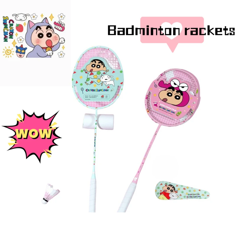 

Crayon Shin-chan Nohara Misae, периферийные устройства с героями мультфильмов, милая ракетка для бадминтона, молодежная спортивная легкая одинарная ракетка, комплект, подарок на день рождения