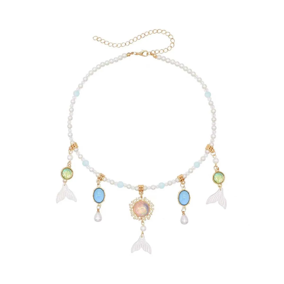 Mermaid Princess Forehead Chain HeadpieceSuper Fairy Mermaid Hair Ornament Necklace Butterfly Earrings Women's Accessories