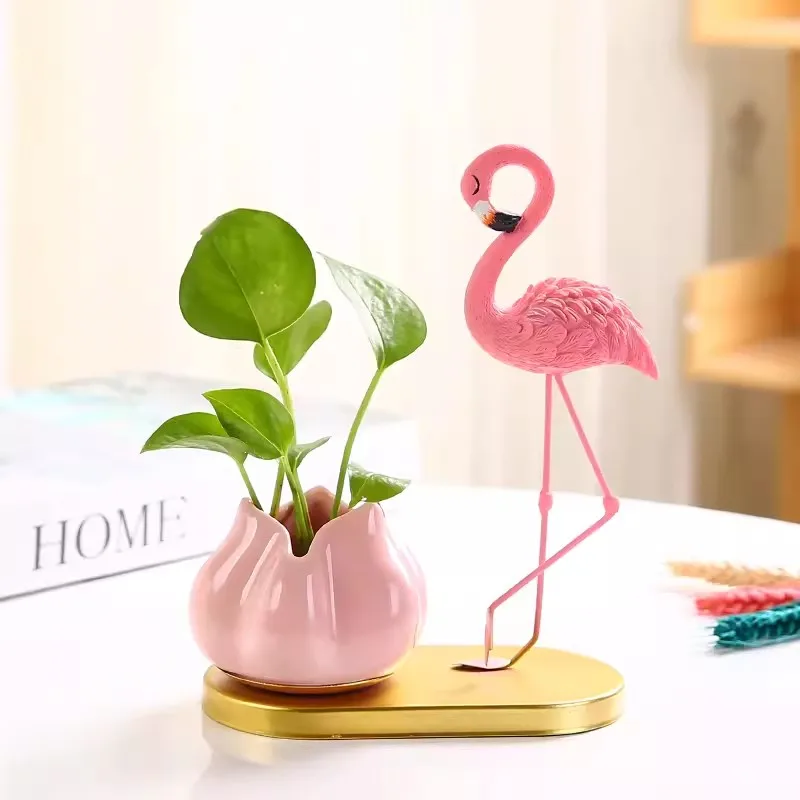 

Creative Hydroponic Plant Flower Hydroponic Vase, Ceramic Flowerpot, Vase Insertion, Flamingo Tabletop Decoration