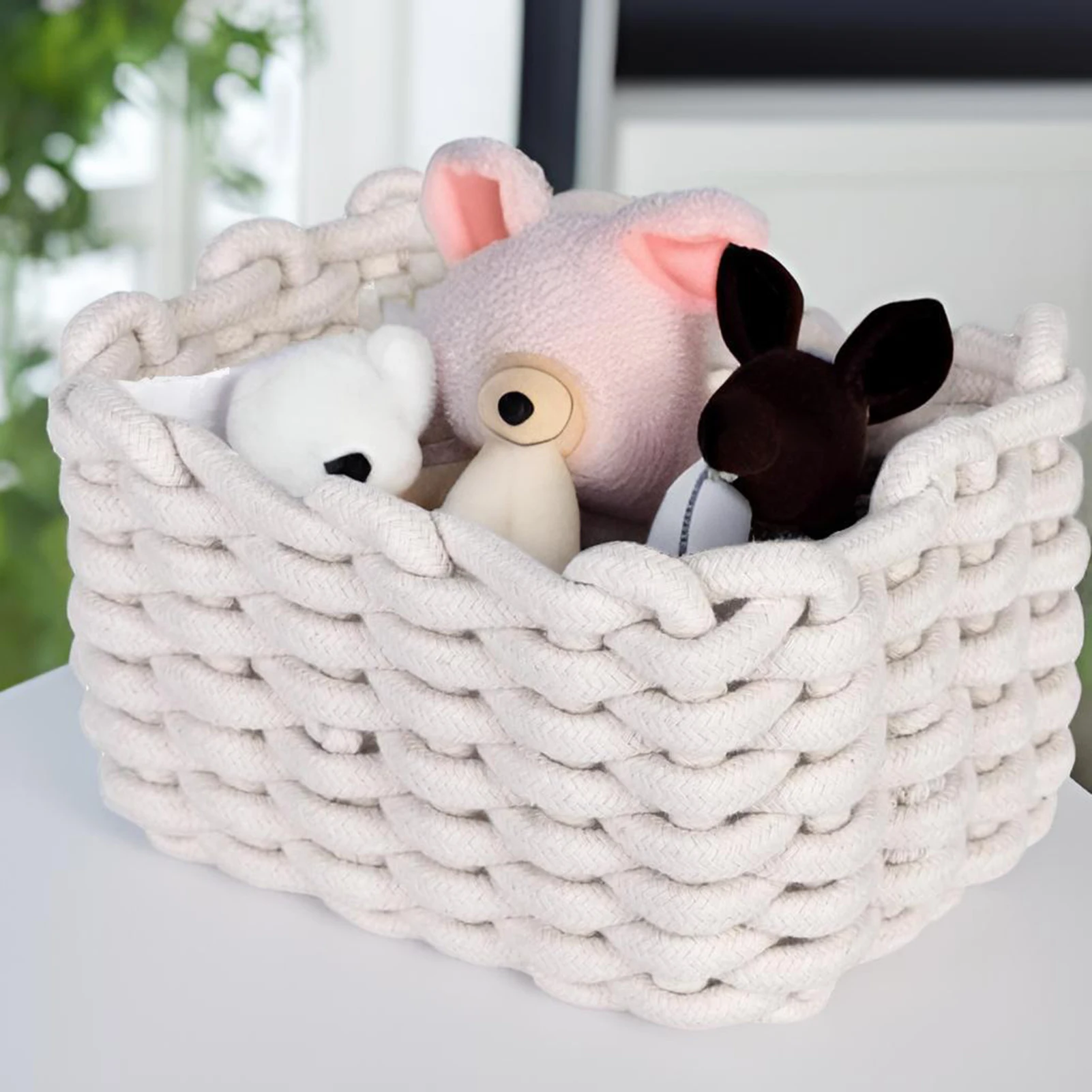 

2pcs Handmade Storage Basket Hemp Woven Organizer Basket For Toiletry Skincare Cosmetic Makeup Hair Accessory Jewelry Fake Nails
