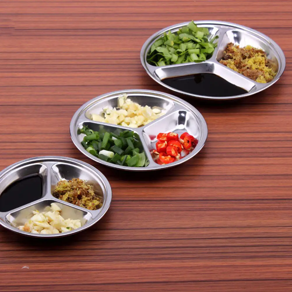 Juego de 4 Platos para Salsas de Acero Inoxidable, Aptos para Alimentos, Resistentes al Óxido, para Guarniciones, Puré de Patatas, Verduras y Tortillas