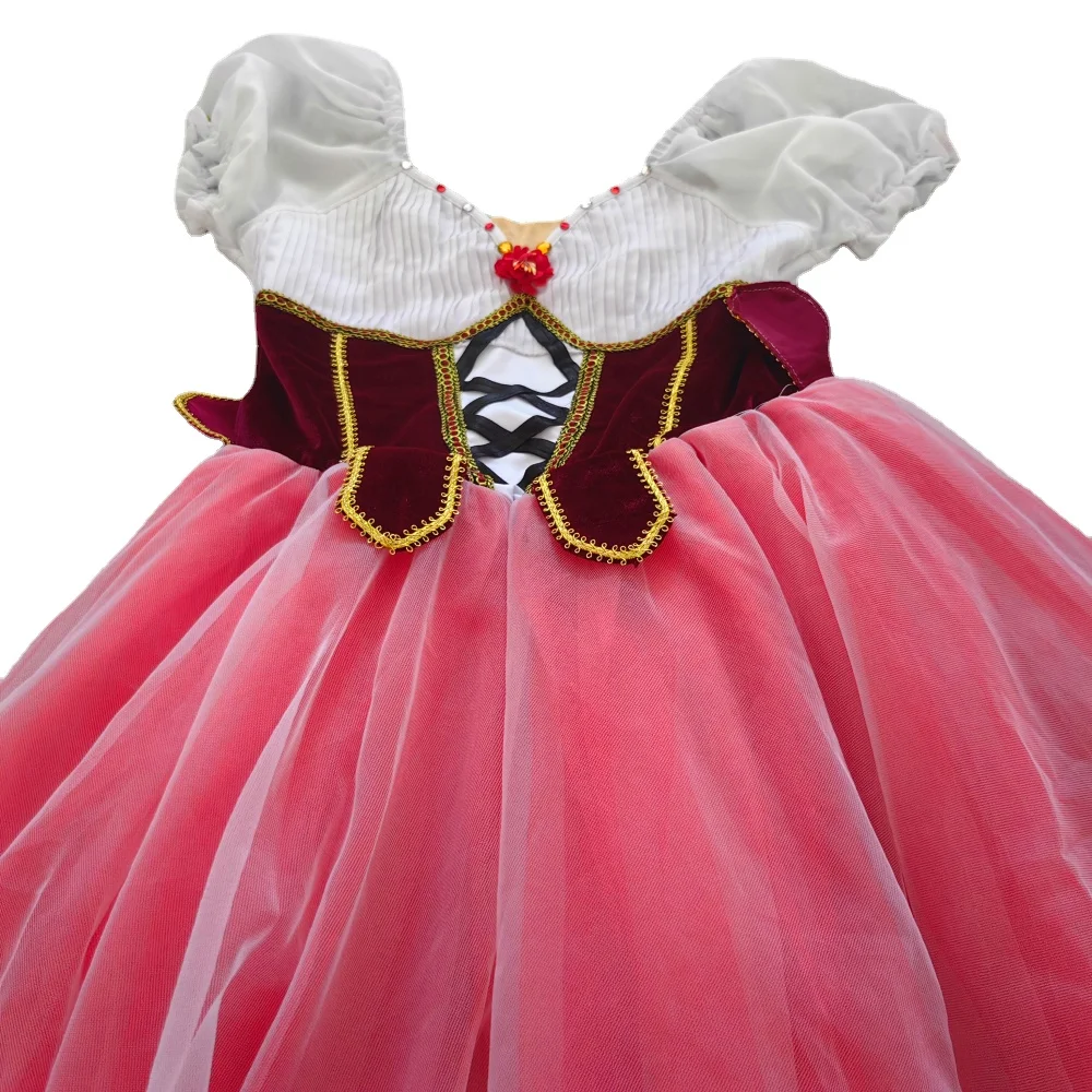 Performance Dance Cherry Radish Competition Professional Long Dress Red Giselle Ballet Variation Costume Children's Ballet Dress