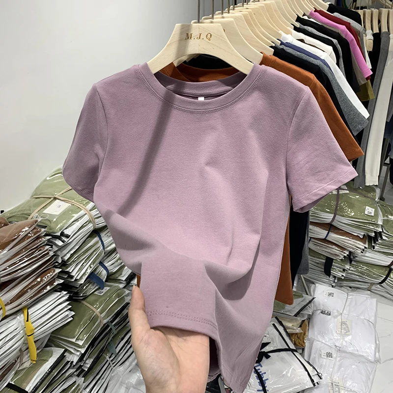 Loose Fit Pure Cotton Short Sleeve T-Shirt Women's plus Size Summer New Style Guangzhou Thirteenth Factory High Quality Top