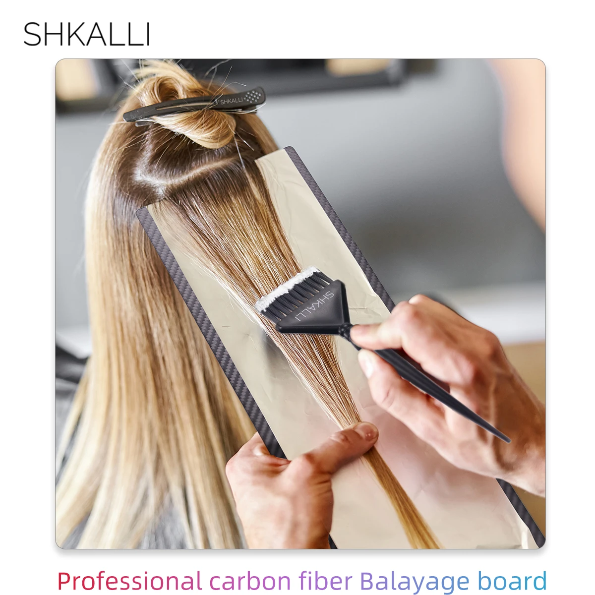 SHKALLI papan Balayage rambut serat karbon, Kit alat pewarna rambut profesional dan sikat untuk penata rambut