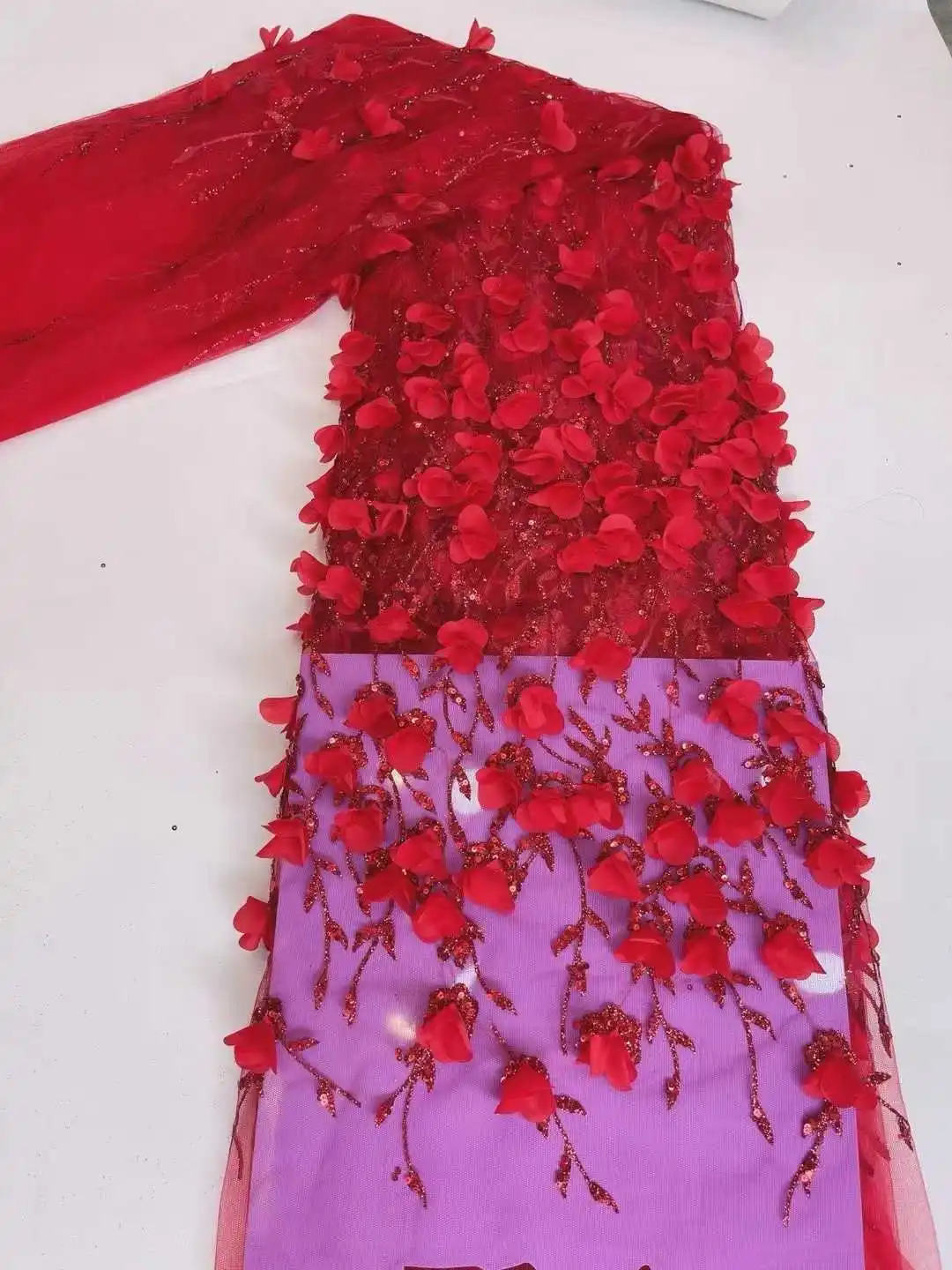 Heißer Verkauf Neue Stil Beliebte 5Y Gestickte Net Spitze Pailletten Afrikanische Mesh Stoff Spitze stauben Party Abendkleid