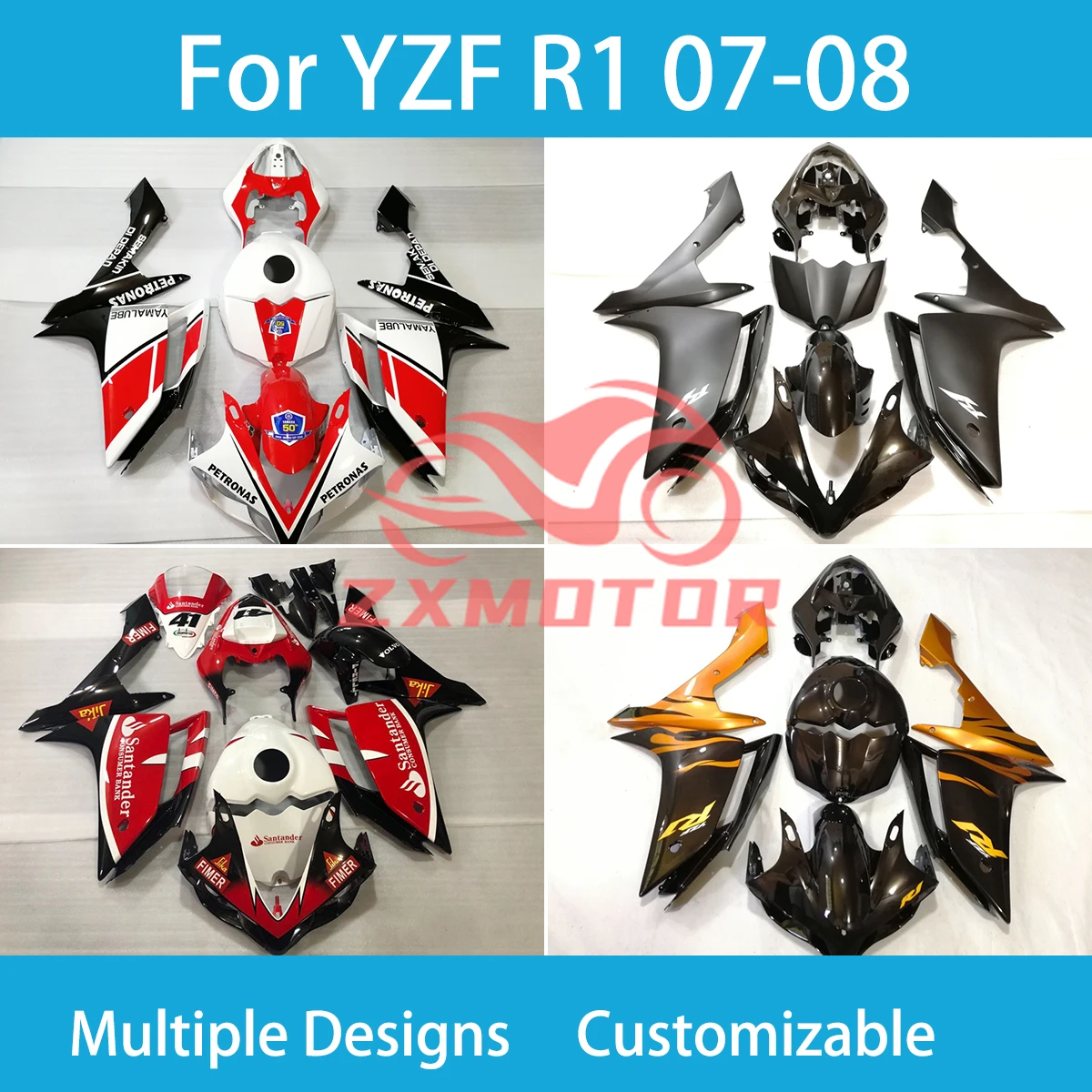 

ABS Fairing Kit for Yamaha YZF R1 2007 2008 Aftermarket Motorcycle Fairings Injection Bodywork Set Complete Parts R 1 07 08