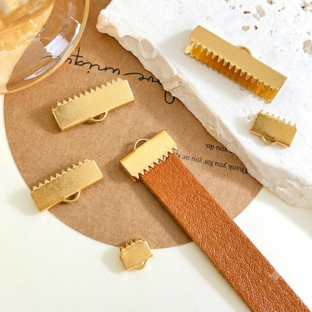 20 Stück/Set Edelstahl-Crimpspitzen für Bänder und Kordeln zur Herstellung von DIY-Halsketten, Armbändern, Ohrringen und Schmuck mit Faltkordelspitzen – Detail 1