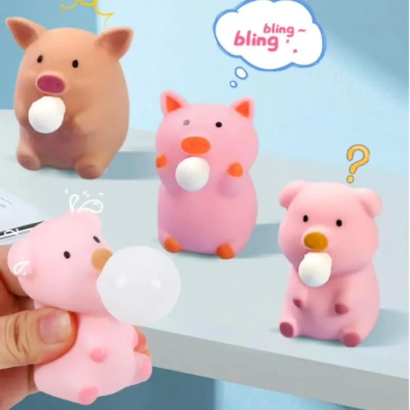 Creative Cute Pig Spit Bubble Squishy Toys Piggy Squeeze Toy Cute Pigman Stress Relief Toys for Kids Gift Funny Vent Squeeze Toy