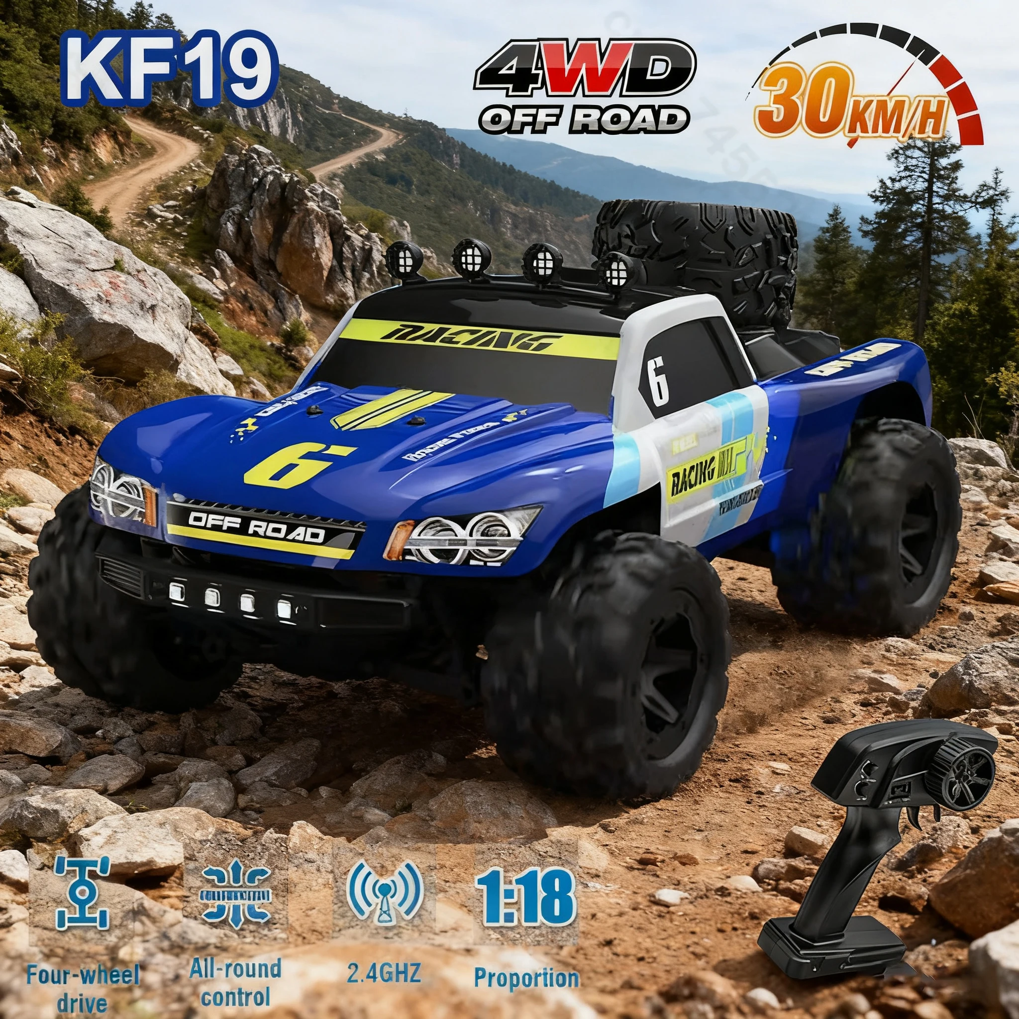 

1/18 High-Speed 4WD RC Car Remote Control Racing Car Off-Road RC Vehicle Fast Truck Model Drift Climbing Kid Toys Christmas Gift