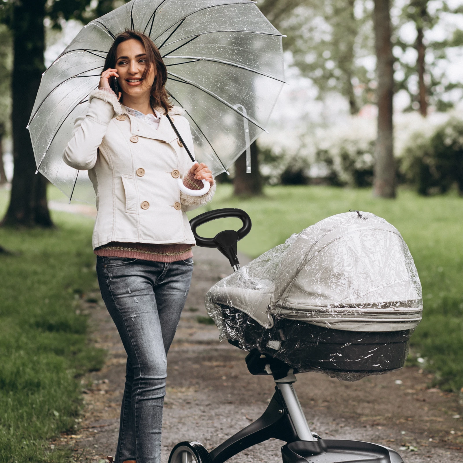 

Push For Baby Stroller Replacement Kids Push Car Handle Ergonomic Grip Strong Durable Handle Bar Easy Pushing Infant Toddler