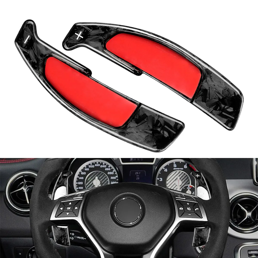 

Forged Carbon Fiber Steering Wheel Paddle Shifter Extension For Mercedes Benz AMG A C E S CLA GLA CLS SLS