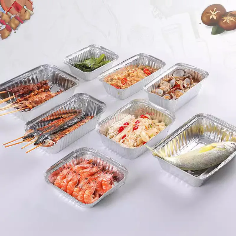 5000pcs Aluminum Foil Food Box Takeaway Packaging Wholesaletin Foil Box Disposable Packaging Box Barbecue Special Food Grade