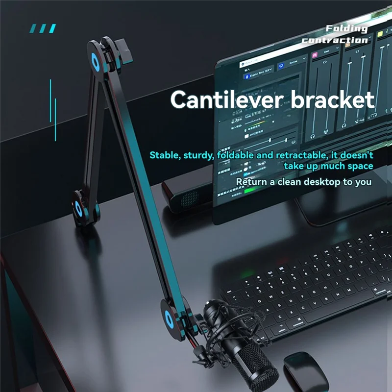 

Desk Mic Stand With Desk Mount Clamp Adjustable Studio Microphone Stand Mic Arm For Recording And Broadcasting