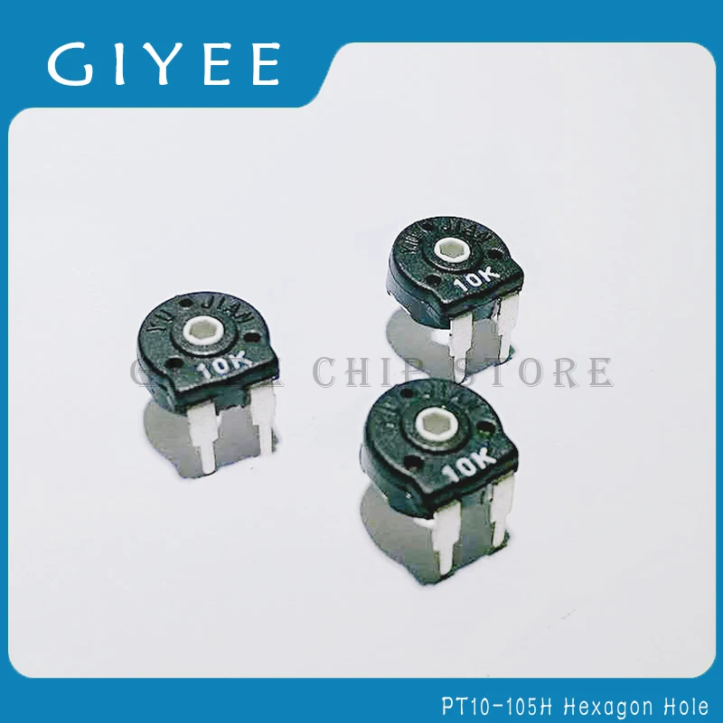 5pcs Potentiometer PT10 250R B2.2K 5K 10K 20K 50K 100K 200K 500K 2.2M horizontal hexagonal adjustable resistor