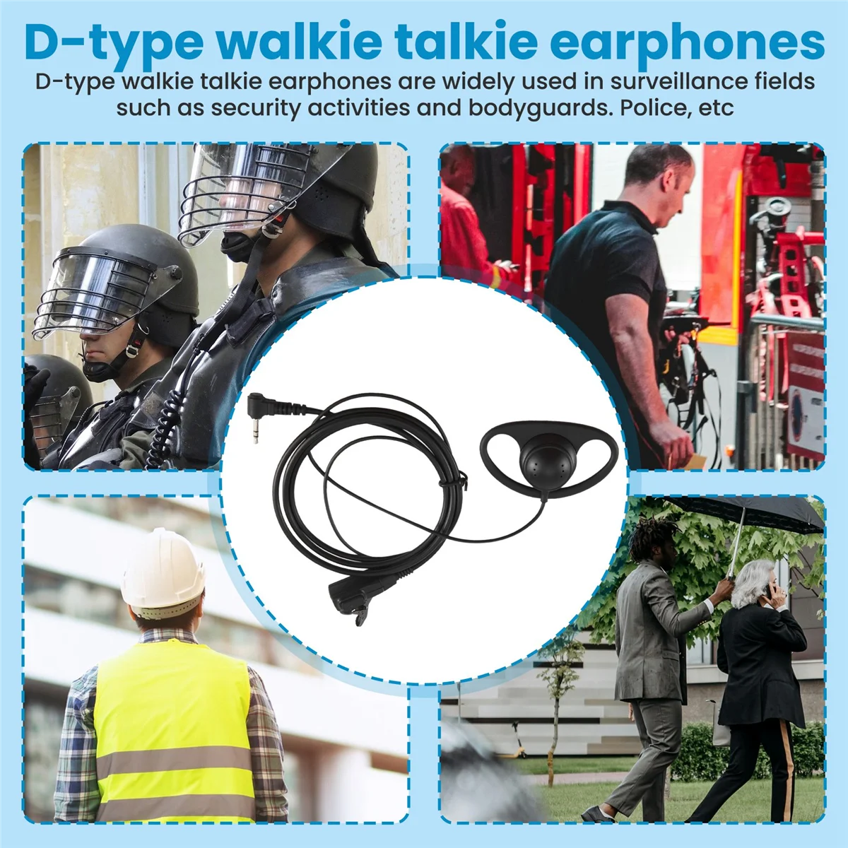 1 Pin D Type Headset Ear Hook Earphone PTT Mic Earpiece for Talkabout Portable Radio TLKR T3 T4 T60 T80 MR350R Walkie Talkie